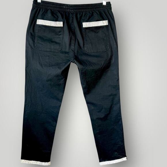 Marks & Spencer Straight Fit High Rise Pants Rhinestone Beaded Hem Size M Black - Picture 2 of 16